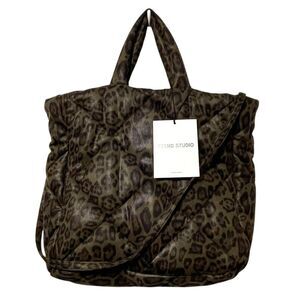 NWT STAND STUDIO Assante Leopard Print Quilted Top Handle Tote Bag